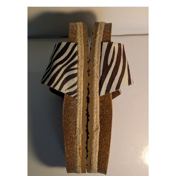 YOKONO Calf Hair Leather Zebra Print Slide Sandals Made in Spain Women's 9 - Picture 8 of 11